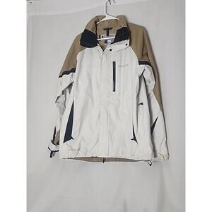 Columbia Jacket Mens Large Tan/White Titanium Omni Waterproof Breathable Outdoor